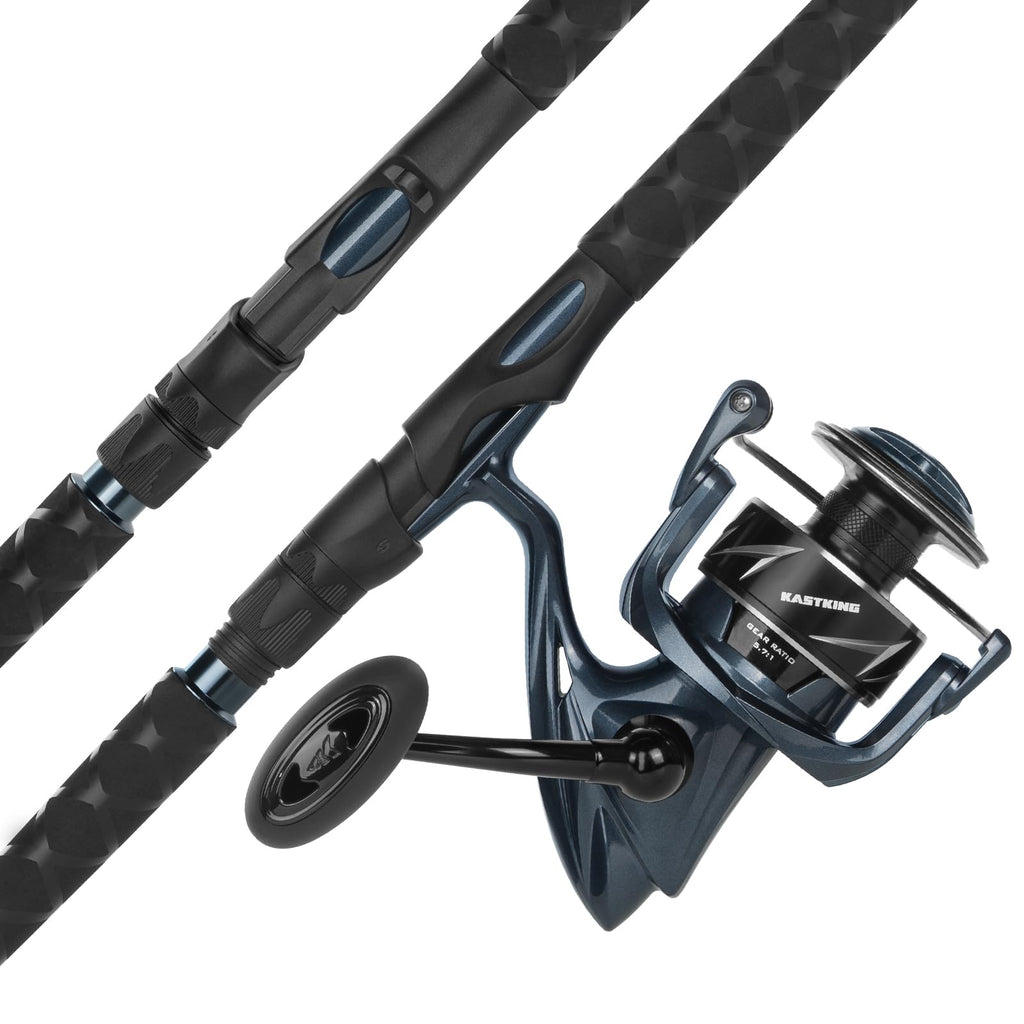 KastKing ReKon Saltwater Fishing Rod and Reel Combo, Fishing Poles & Reels Combo, Graphite Blank, Zirconia Rings, NyliTech Frame & Rotor, EVA Handle, Uplock Reel Seat