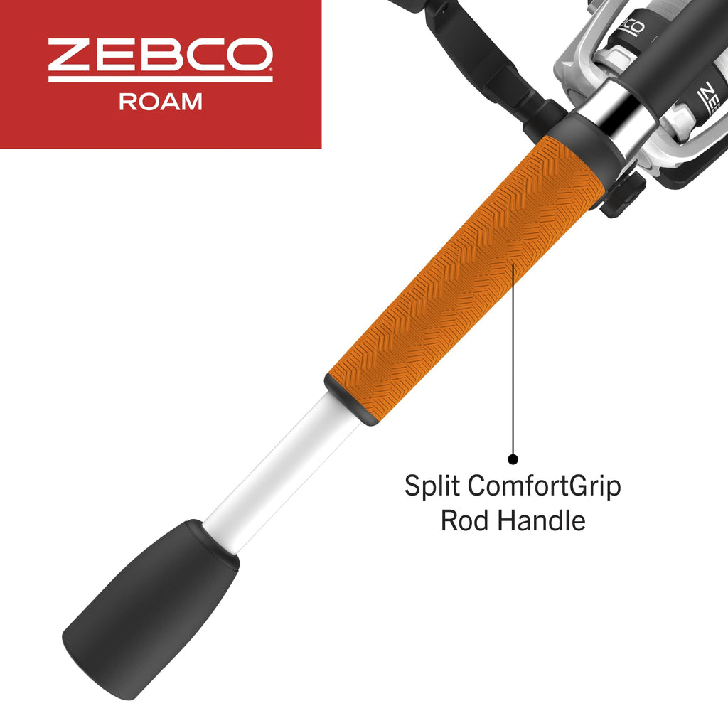 Zebco Roam Spinning Reel and Fishing Rod Combo, 6-Foot Fiberglass Fishing Pole, Split ComfortGrip Handle, Soft-Touch Handle Knob, Changeable Right- or Left-Hand Retrieve
