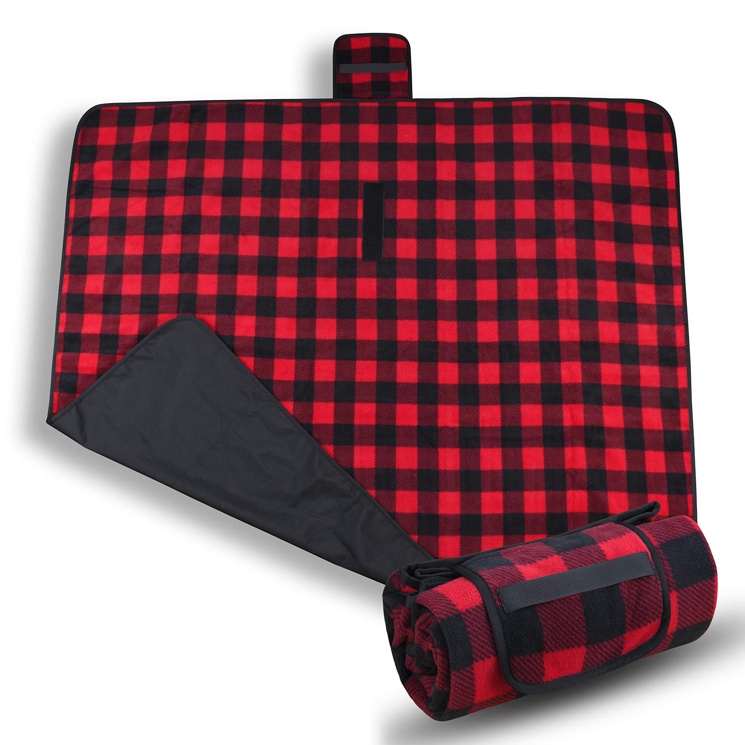 Tirrinia Waterproof Outdoor Blanket with Sherpa Lining, Windproof Triple Layers Warm Comfy Foldable for Camping Stadium, Beach, Picnic, Grass, Concerts, Car, Dog, 51''X 59'' & 59''X 80''
