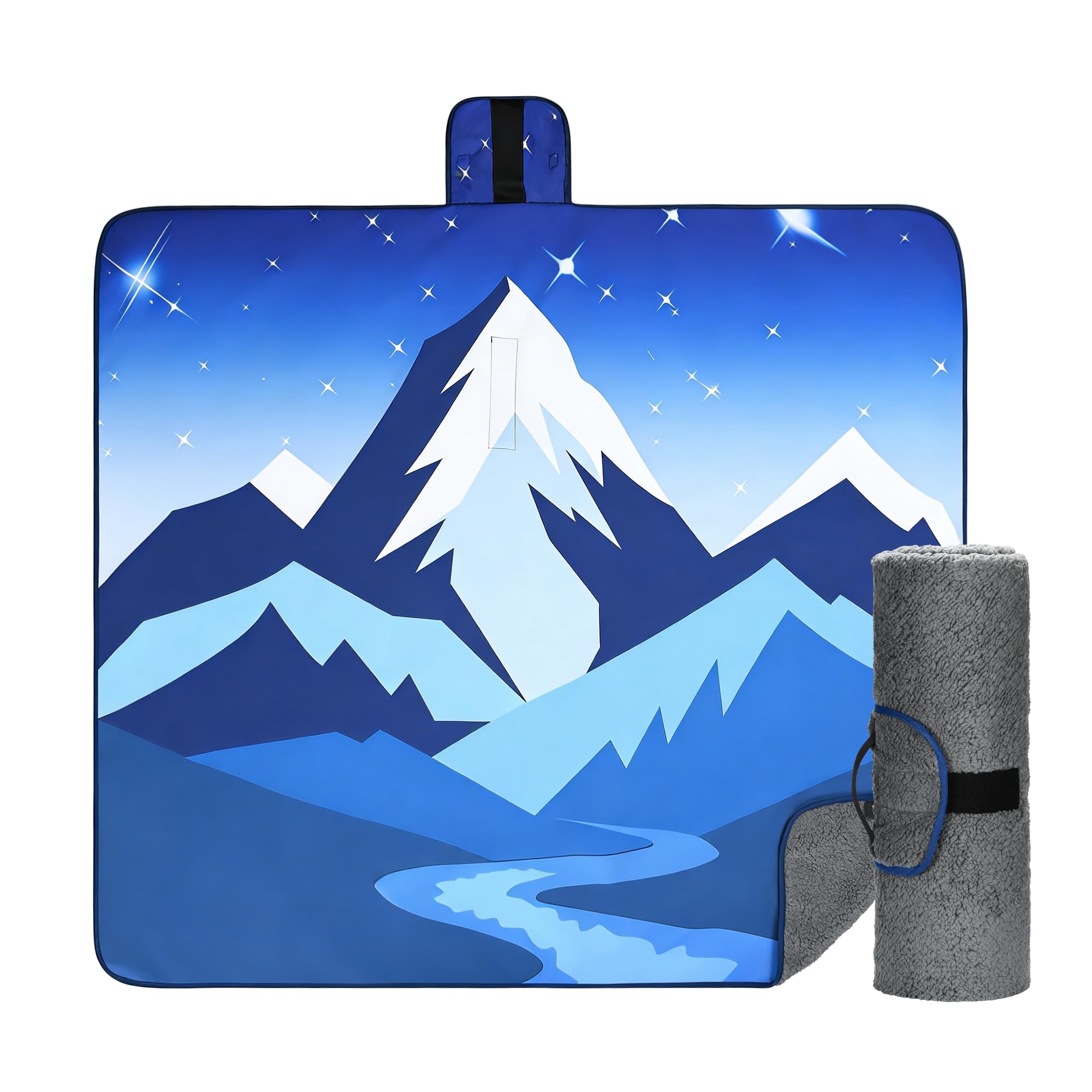 Tirrinia Waterproof Outdoor Blanket with Sherpa Lining, Windproof Triple Layers Warm Comfy Foldable for Camping Stadium, Beach, Picnic, Grass, Concerts, Car, Dog, 51''X 59'' & 59''X 80''