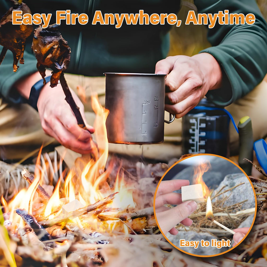 HGD Fire Starter, Mini Natural Fire Starters for Campfires, BBQ Grill, Charcoal Chimney, Outdoor Pit, Indoor Fireplace, Wood Stove - Water Resistant Firestarter Sticks - Camping Accessories Essentials