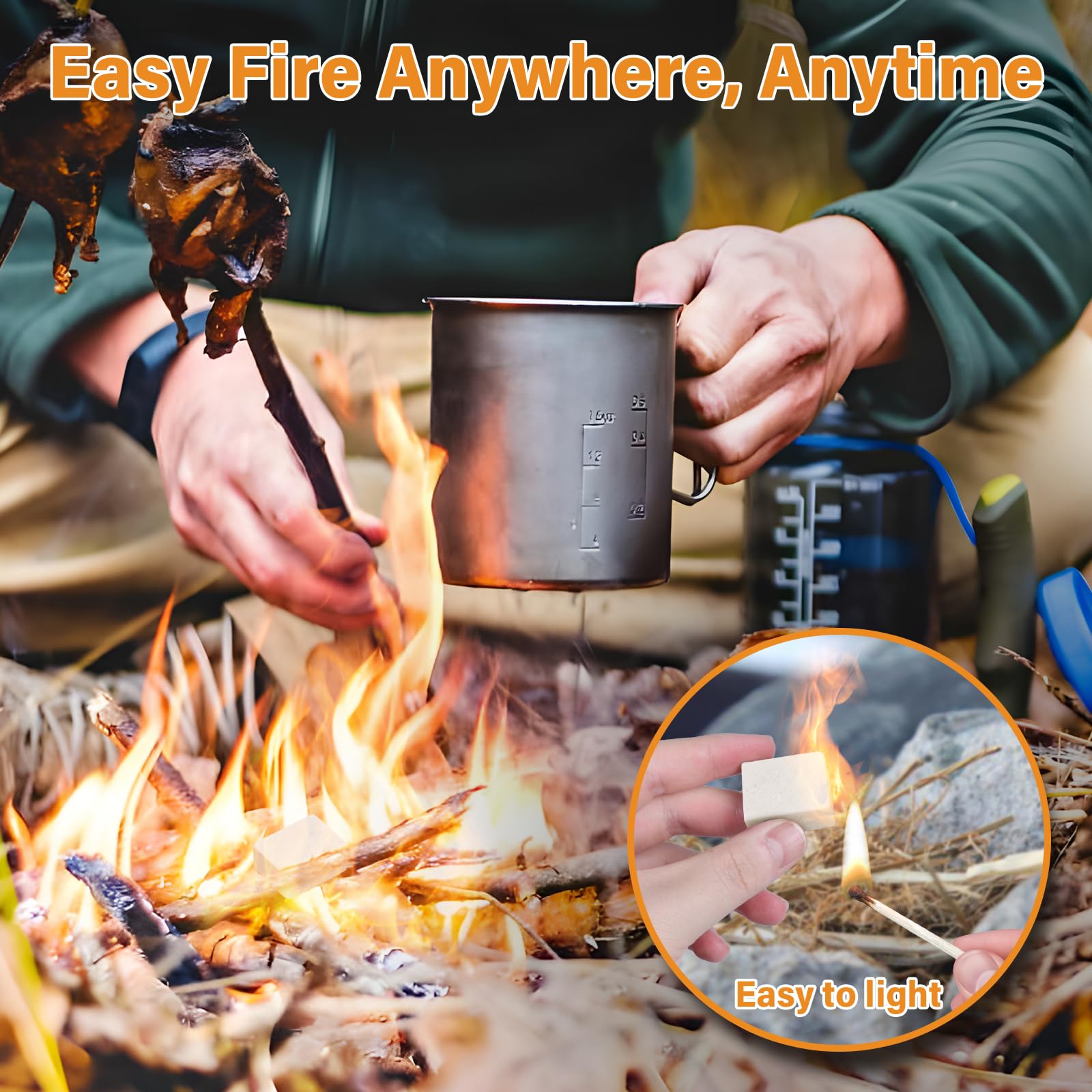 HGD Fire Starter, Mini Natural Fire Starters for Campfires, BBQ Grill, Charcoal Chimney, Outdoor Pit, Indoor Fireplace, Wood Stove - Water Resistant Firestarter Sticks - Camping Accessories Essentials