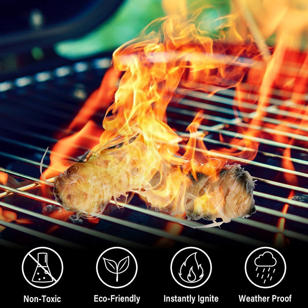 HGD Fire Starter, Mini Natural Fire Starters for Campfires, BBQ Grill, Charcoal Chimney, Outdoor Pit, Indoor Fireplace, Wood Stove - Water Resistant Firestarter Sticks - Camping Accessories Essentials