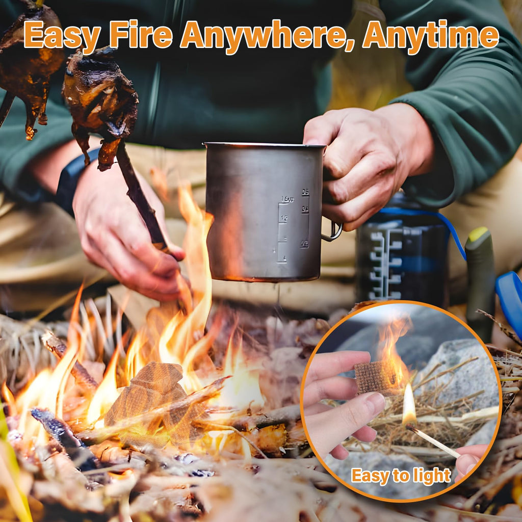 HGD Fire Starter, Mini Natural Fire Starters for Campfires, BBQ Grill, Charcoal Chimney, Outdoor Pit, Indoor Fireplace, Wood Stove - Water Resistant Firestarter Sticks - Camping Accessories Essentials
