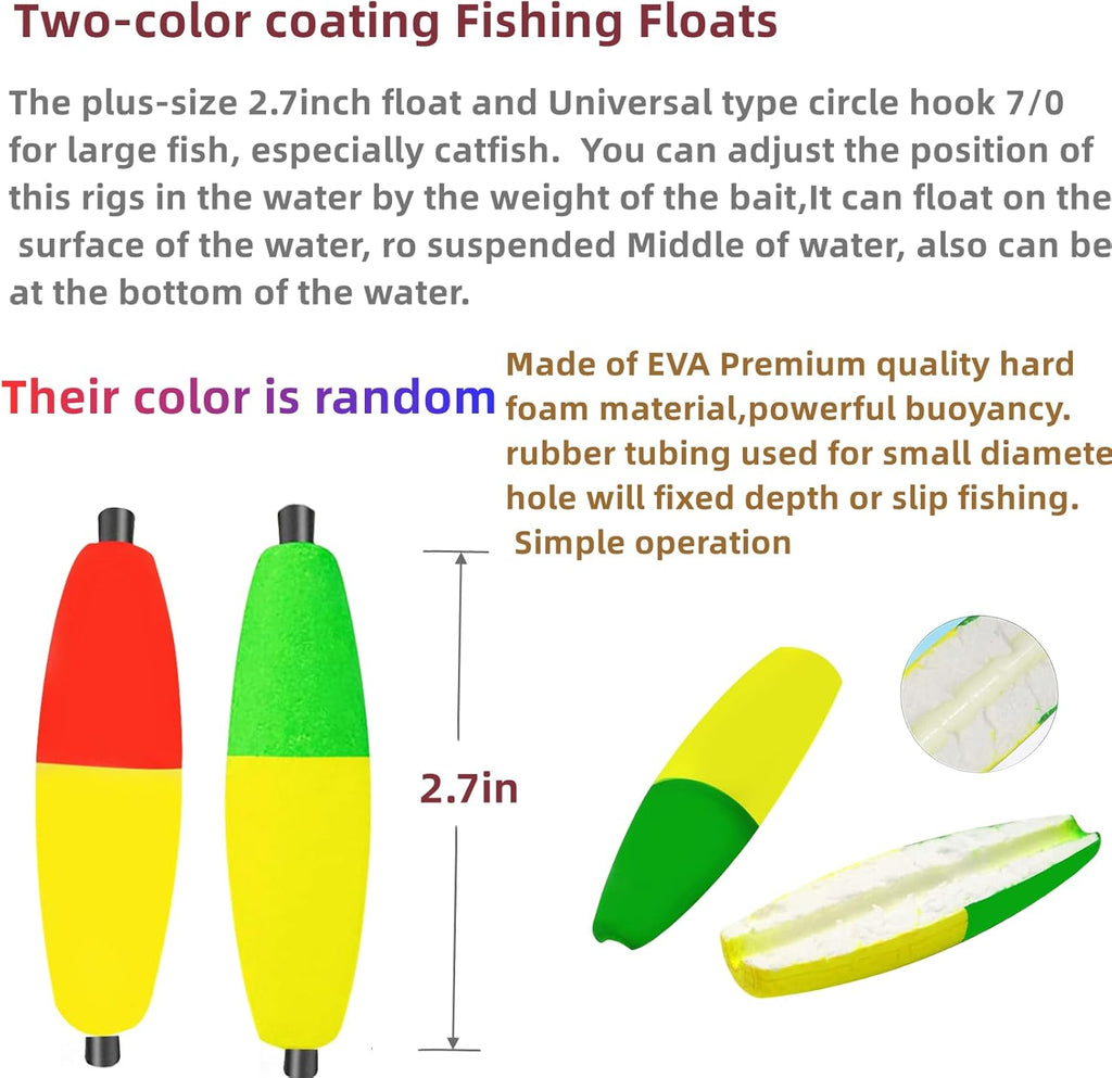 6Pcs Catfish Fishing Rigs Ready Kit，2 in 1 Rotating rattles/Double Rattles Beads, Float Rigs Tackle Santee Rig Peg Catfish，Free Adjustment in freshwter and Saltwater
