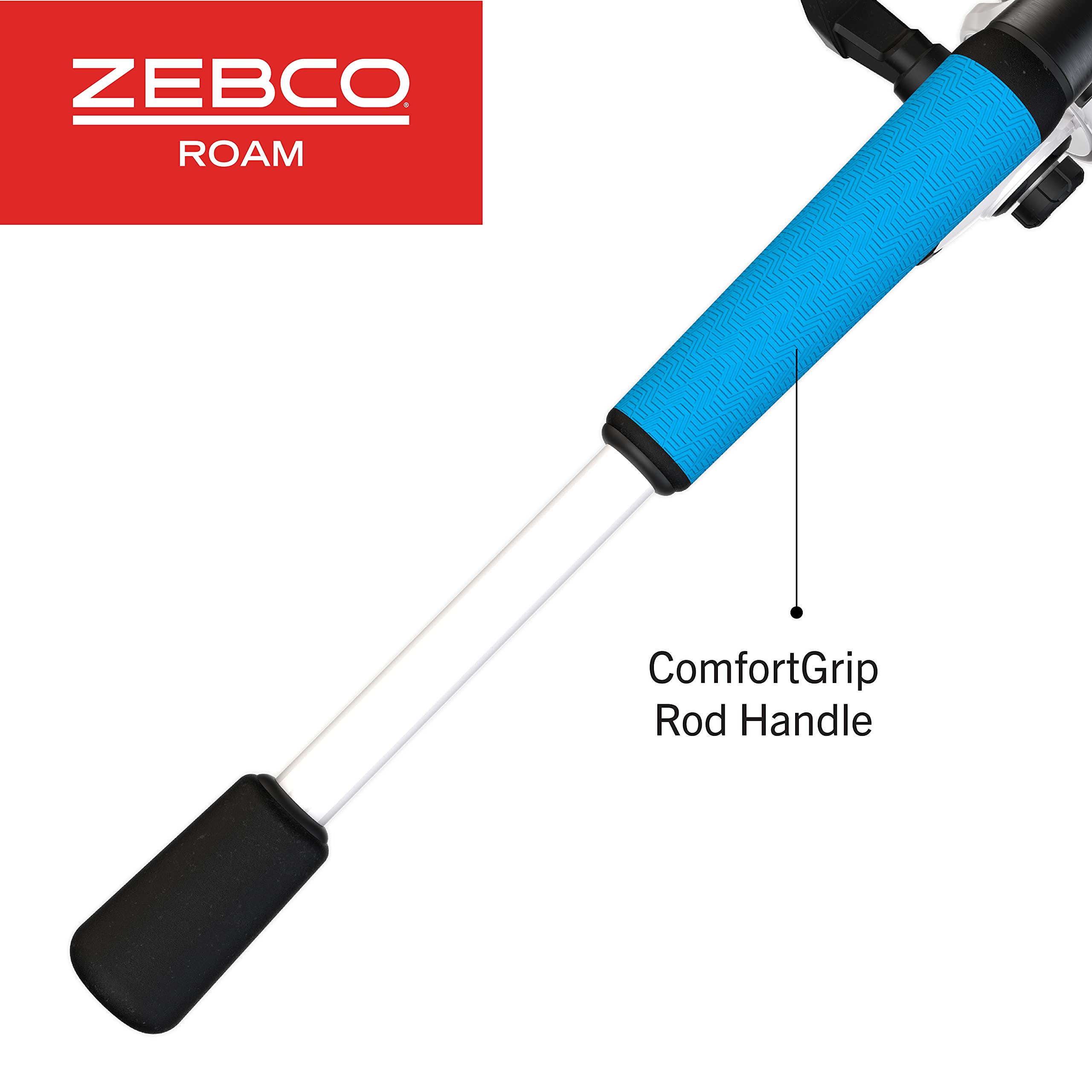 Zebco Roam Spinning Reel and Fishing Rod Combo, 6-Foot Fiberglass Fishing Pole, Split ComfortGrip Handle, Soft-Touch Handle Knob, Changeable Right- or Left-Hand Retrieve
