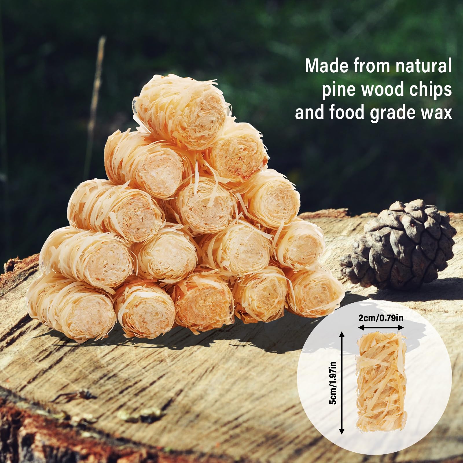 HGD Fire Starter, Mini Natural Fire Starters for Campfires, BBQ Grill, Charcoal Chimney, Outdoor Pit, Indoor Fireplace, Wood Stove - Water Resistant Firestarter Sticks - Camping Accessories Essentials