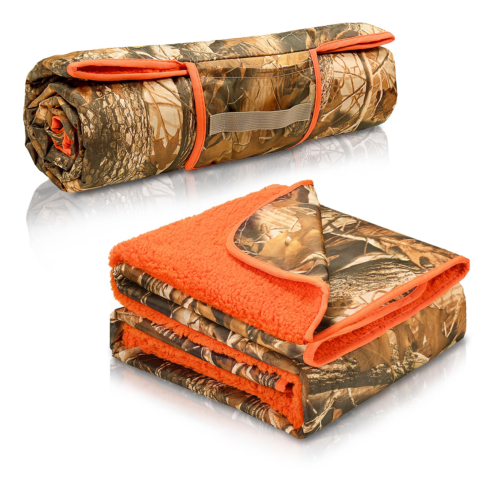 Tirrinia Waterproof Outdoor Blanket with Sherpa Lining, Windproof Triple Layers Warm Comfy Foldable for Camping Stadium, Beach, Picnic, Grass, Concerts, Car, Dog, 51''X 59'' & 59''X 80''