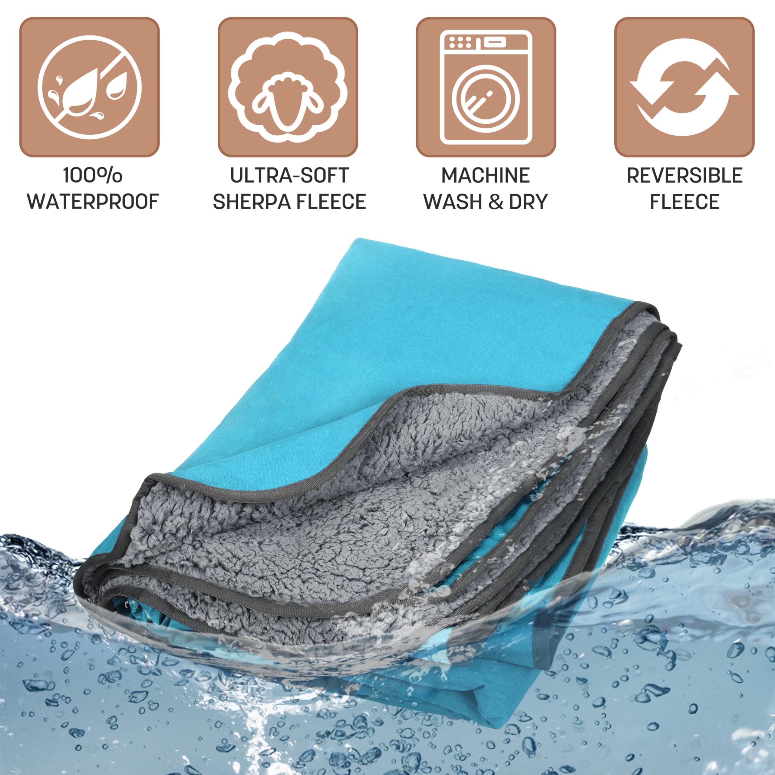 Tirrinia Waterproof Outdoor Blanket with Sherpa Lining, Windproof Triple Layers Warm Comfy Foldable for Camping Stadium, Beach, Picnic, Grass, Concerts, Car, Dog, 51''X 59'' & 59''X 80''
