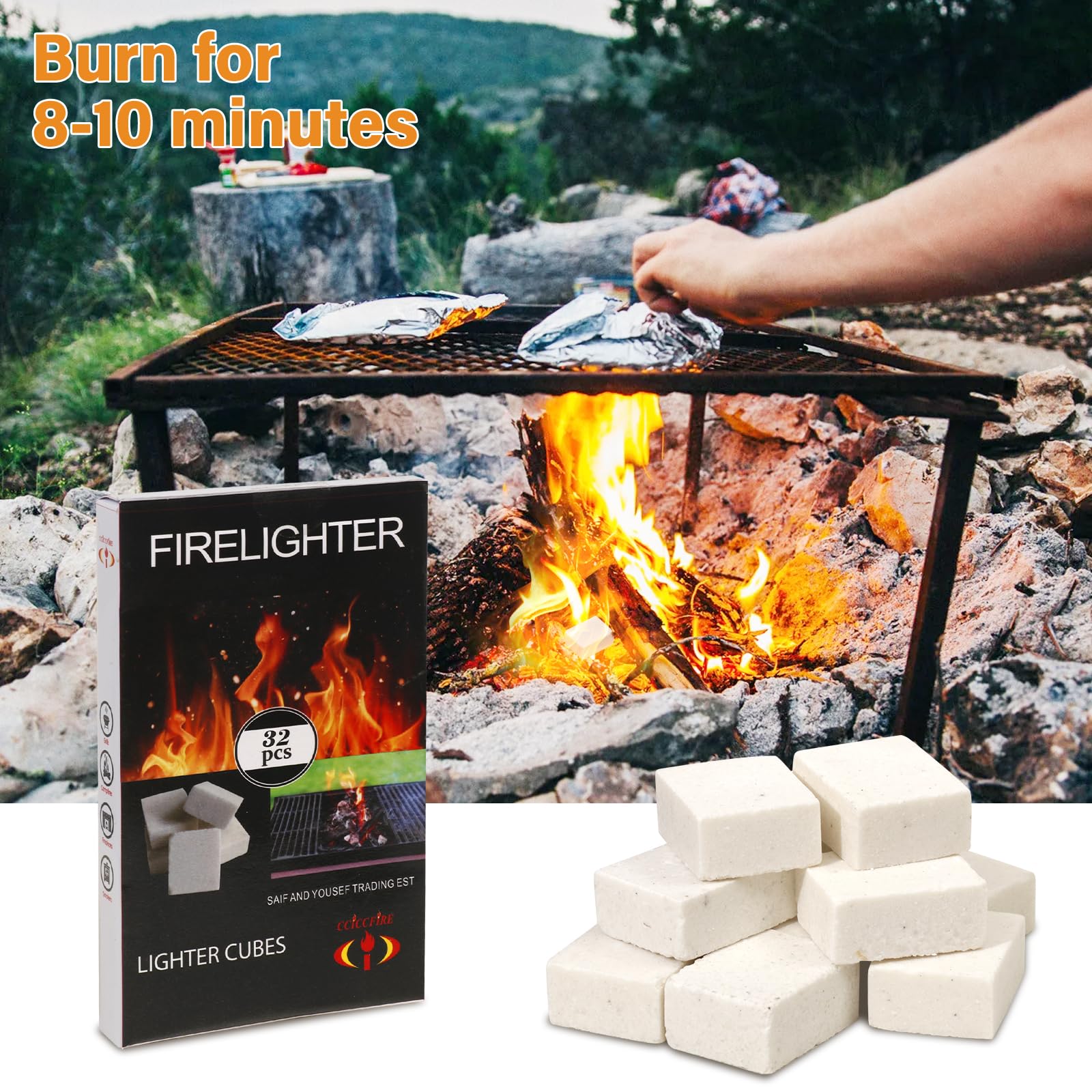 HGD Fire Starter, Mini Natural Fire Starters for Campfires, BBQ Grill, Charcoal Chimney, Outdoor Pit, Indoor Fireplace, Wood Stove - Water Resistant Firestarter Sticks - Camping Accessories Essentials