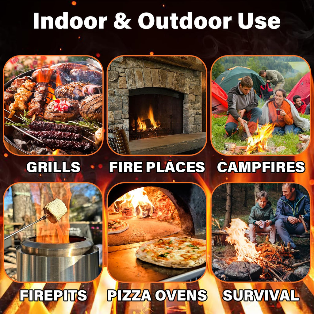 HGD Fire Starter, Mini Natural Fire Starters for Campfires, BBQ Grill, Charcoal Chimney, Outdoor Pit, Indoor Fireplace, Wood Stove - Water Resistant Firestarter Sticks - Camping Accessories Essentials