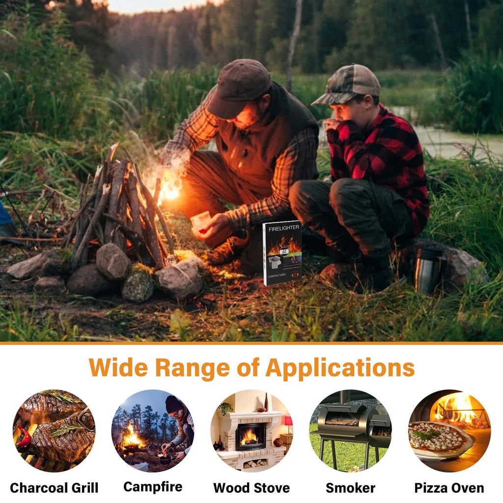 HGD Fire Starter, Mini Natural Fire Starters for Campfires, BBQ Grill, Charcoal Chimney, Outdoor Pit, Indoor Fireplace, Wood Stove - Water Resistant Firestarter Sticks - Camping Accessories Essentials