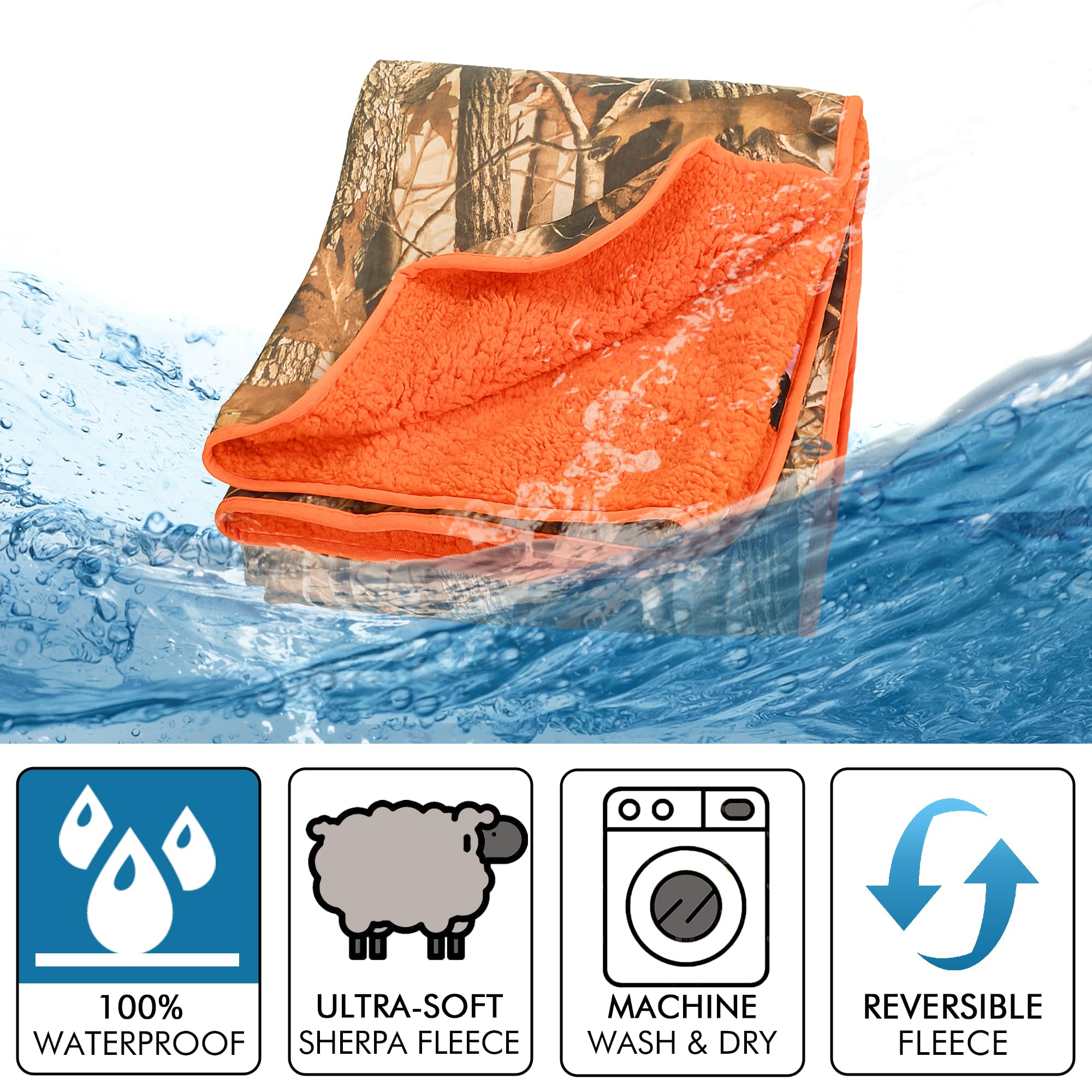 Tirrinia Waterproof Outdoor Blanket with Sherpa Lining, Windproof Triple Layers Warm Comfy Foldable for Camping Stadium, Beach, Picnic, Grass, Concerts, Car, Dog, 51''X 59'' & 59''X 80''