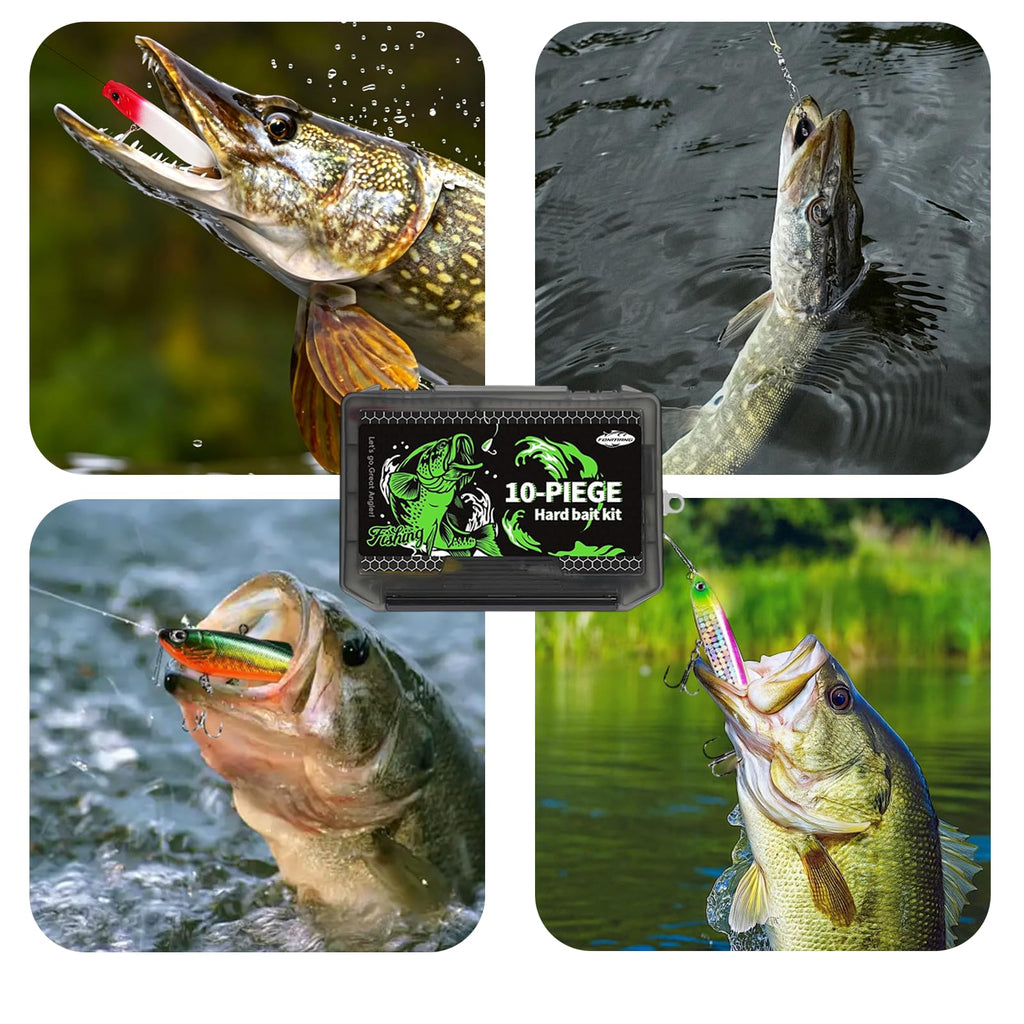 FONMANG Fishing Lures - Tackle Box with Tackle Included, Fishing Kit with VIBs, Frogs, Minnows, Soft Baits, Hooks & Weights Accessories, Freshwater Lure Kit for Bass Walleye Trout