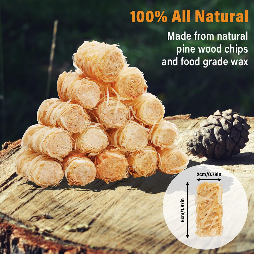HGD Fire Starter, Mini Natural Fire Starters for Campfires, BBQ Grill, Charcoal Chimney, Outdoor Pit, Indoor Fireplace, Wood Stove - Water Resistant Firestarter Sticks - Camping Accessories Essentials