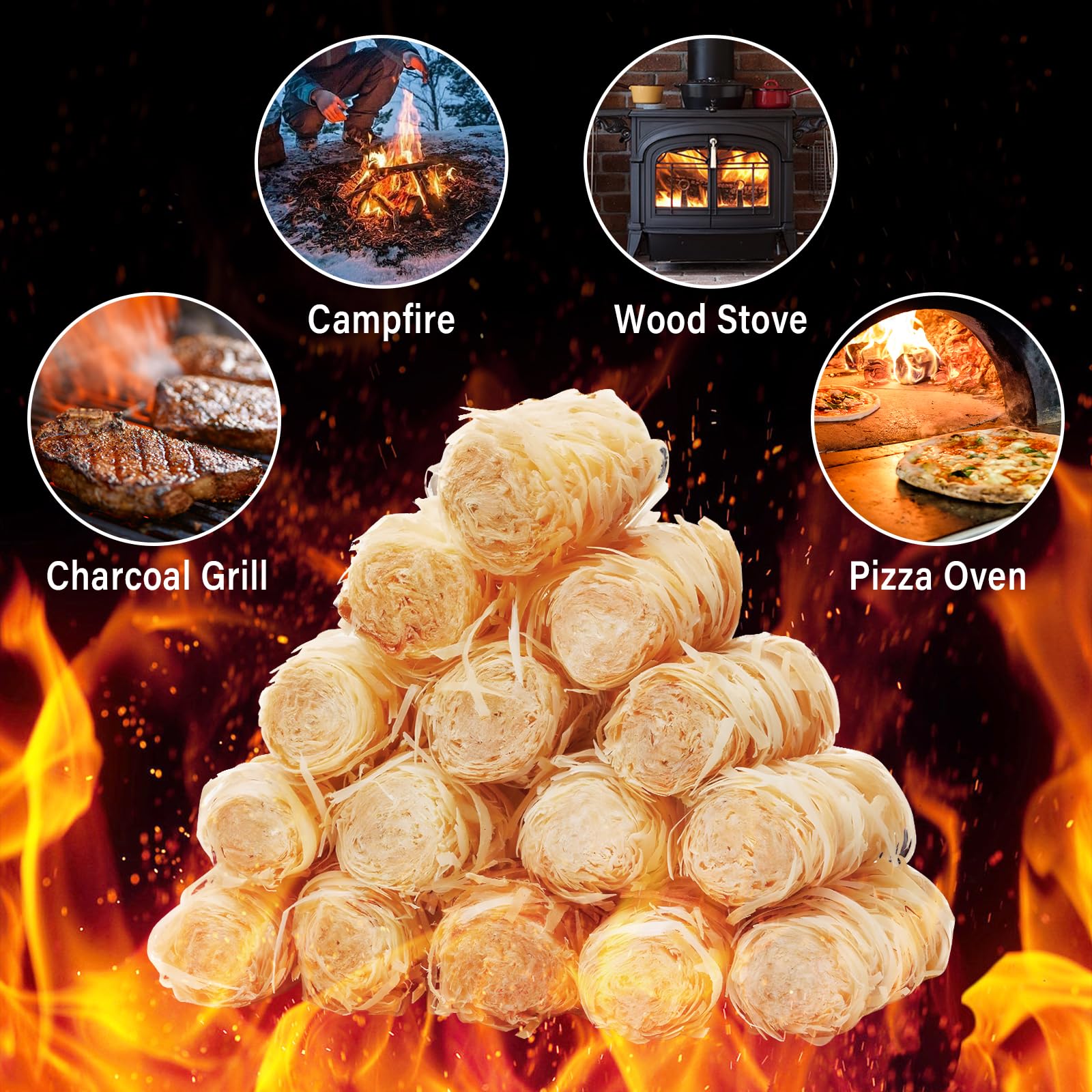 HGD Fire Starter, Mini Natural Fire Starters for Campfires, BBQ Grill, Charcoal Chimney, Outdoor Pit, Indoor Fireplace, Wood Stove - Water Resistant Firestarter Sticks - Camping Accessories Essentials