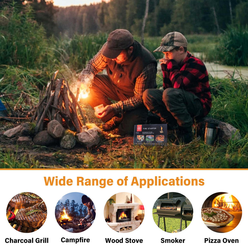 HGD Fire Starter, Mini Natural Fire Starters for Campfires, BBQ Grill, Charcoal Chimney, Outdoor Pit, Indoor Fireplace, Wood Stove - Water Resistant Firestarter Sticks - Camping Accessories Essentials