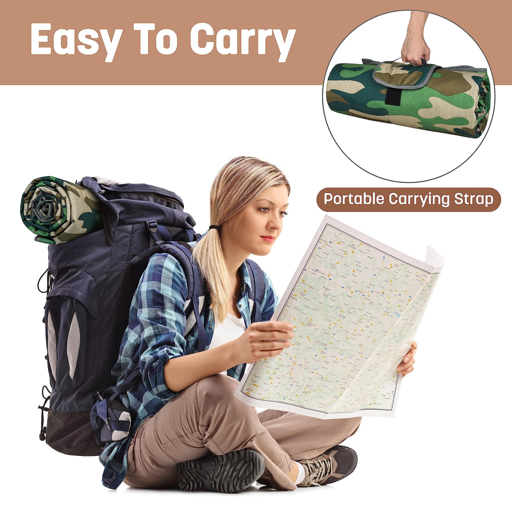 Tirrinia Waterproof Outdoor Blanket with Sherpa Lining, Windproof Triple Layers Warm Comfy Foldable for Camping Stadium, Beach, Picnic, Grass, Concerts, Car, Dog, 51''X 59'' & 59''X 80''