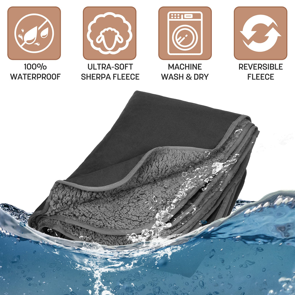 Tirrinia Waterproof Outdoor Blanket with Sherpa Lining, Windproof Triple Layers Warm Comfy Foldable for Camping Stadium, Beach, Picnic, Grass, Concerts, Car, Dog, 51''X 59'' & 59''X 80''