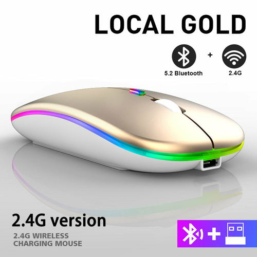 RGB Wireless Bluetooth Mouse – Rechargeable, 800–1600 DPI, 10m Range, Mini Style