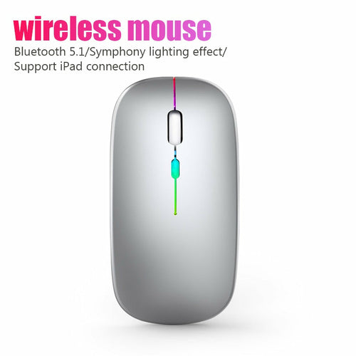 RGB Wireless Bluetooth Mouse – Rechargeable, 800–1600 DPI, 10m Range, Mini Style
