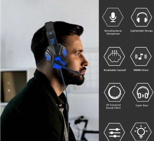 Ninja Dragon G9300 LED Gaming Headset with Mic – Over-Ear, Plug & Play, PS4/Xbox/PC Compatible