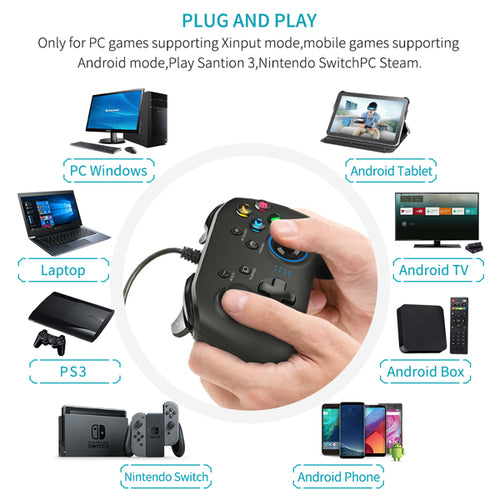 Wired Gaming Controller with Dual-Vibration – Ergonomic Joystick Gamepad, USB, 2M Cable