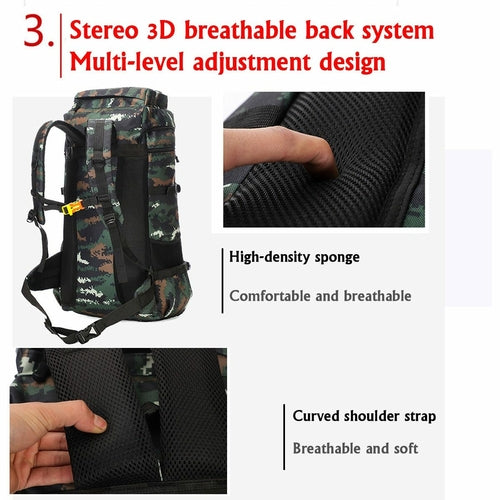 70L Waterproof Military Camping Backpack