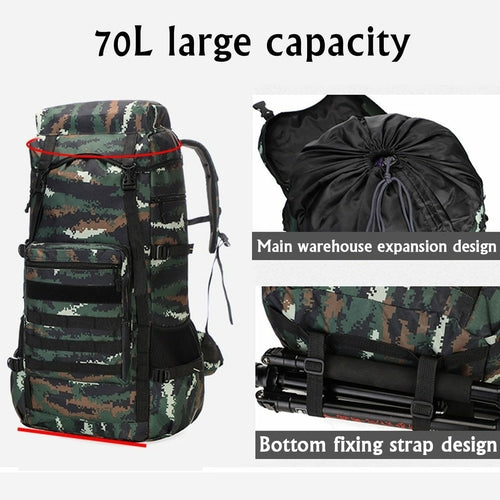 70L Waterproof Military Camping Backpack